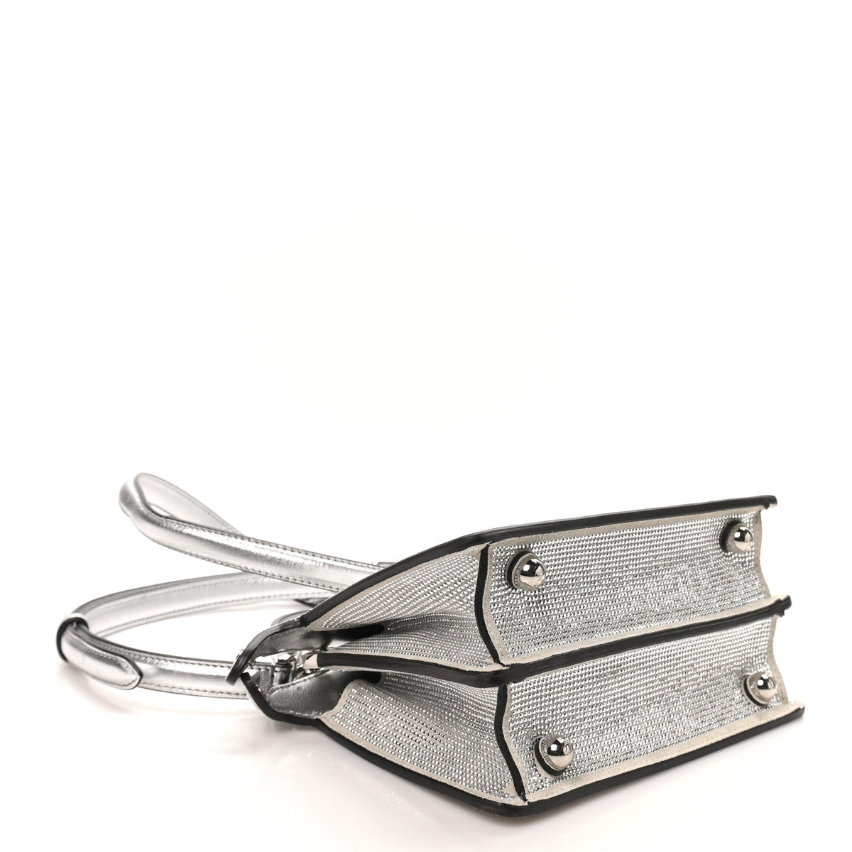Fendi Crystal Vitello Laminato Petite Peekaboo I SEE U Satchel Argento