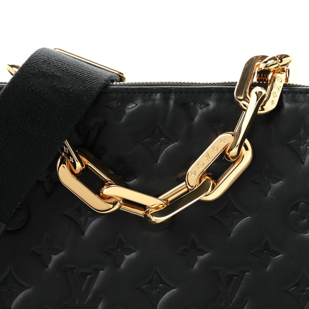 Louis Vuitton Lambskin Embossed Monogram Coussin MM Bag Black 1977732