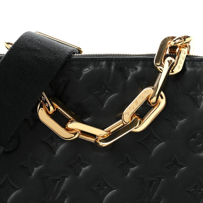 Louis Vuitton Lambskin Embossed Monogram Coussin MM Bag Black 1977732