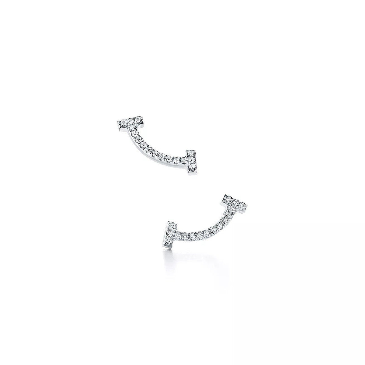 18K Gold Diamond Tiffany T Smile Earrings