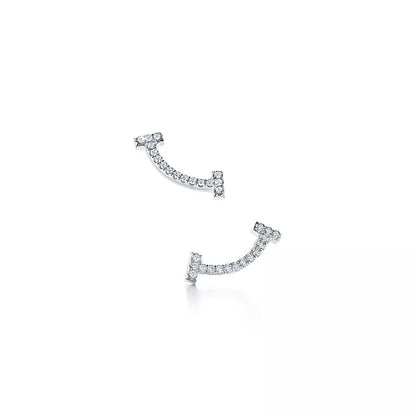 18K Gold Diamond Tiffany T Smile Earrings