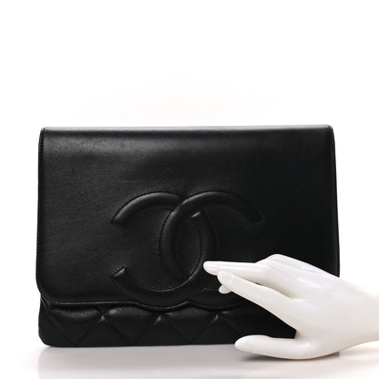 Chanel Goatskin Quilted Timeless CC Clutch Black