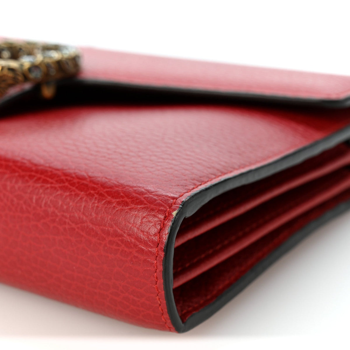Gucci Calfskin Mini Dionysus Chain Wallet Hibiscus Red