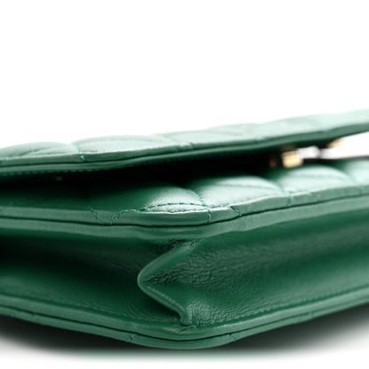 Chanel Lambskin Quilted Wallet On Chain WOC Green