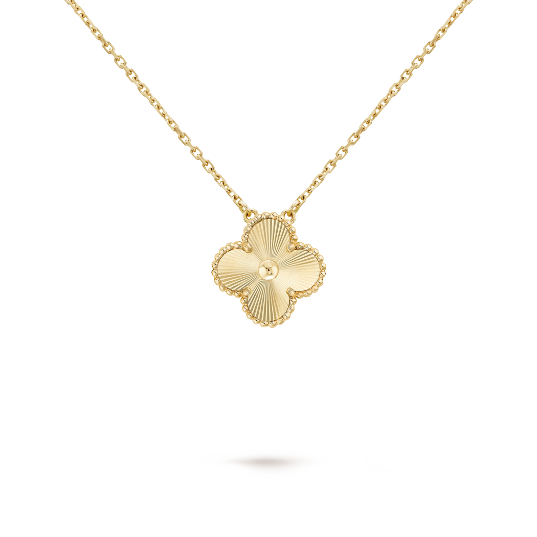 18K Gold VCA Vintage Alhambra Guilloché Pendant