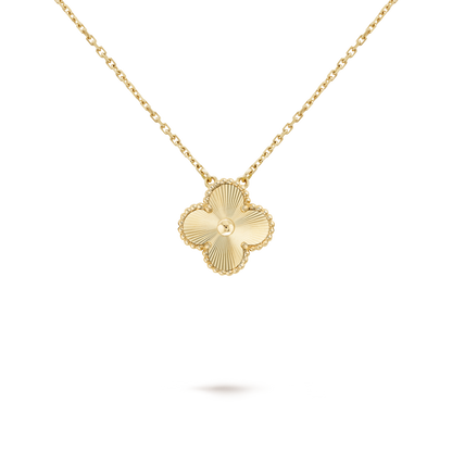 18K Gold VCA Vintage Alhambra Guilloché Pendant