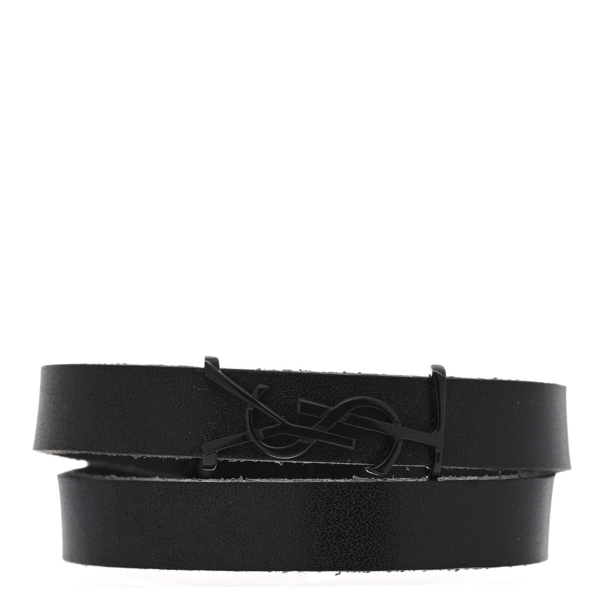 Saint LaurentCalfskin Opyum Double Wrap Bracelet Black