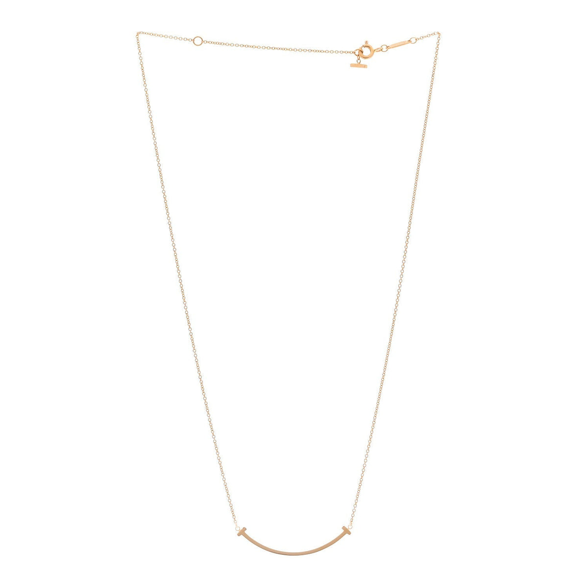 Tiffany 18K Rose Gold Small T Smile Pendant Necklace