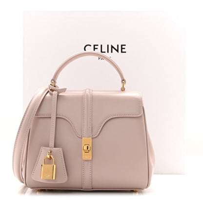 Celine Satinated Calfskin Mini 16 Top Handle Bag Bleached Pink
