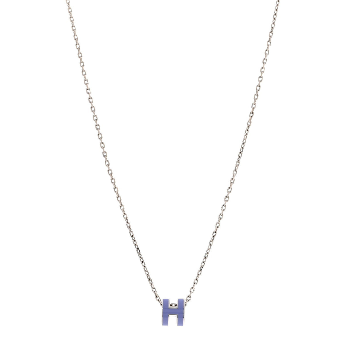 Hermes Palladium Lacquered Mini Pop H Pendant Necklace Lilas