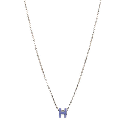 Hermes Palladium Lacquered Mini Pop H Pendant Necklace Lilas
