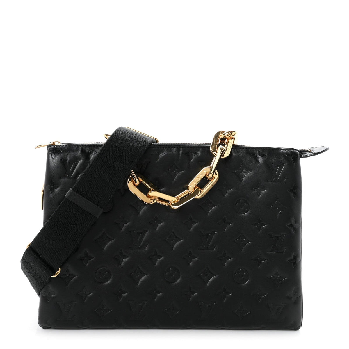 Louis Vuitton Lambskin Embossed Monogram Coussin MM Bag Black 1977732
