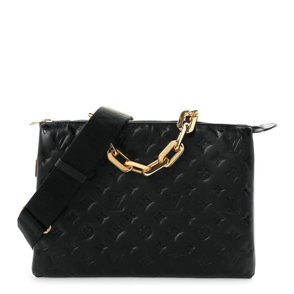 Louis Vuitton Lambskin Embossed Monogram Coussin MM Bag Black 1977732