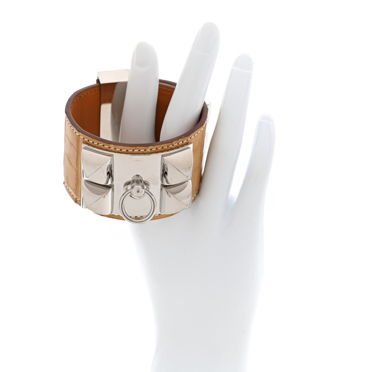 Hermes Matte Alligator Collier De Chien CDC Bracelet S Maize