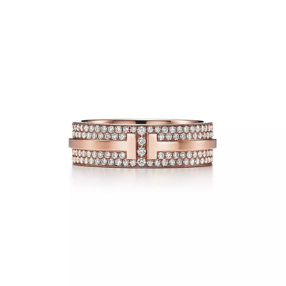 18K Gold Diamond Tiffany T Ring