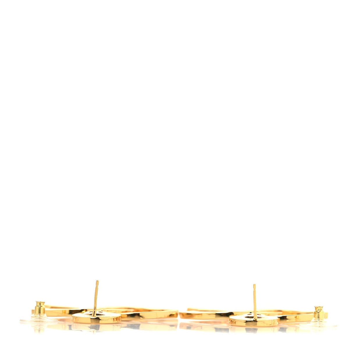 Chanel Metal Large Paris Button Earrings Gold