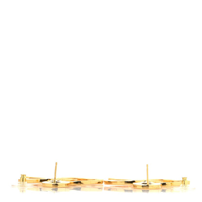 Chanel Metal Large Paris Button Earrings Gold