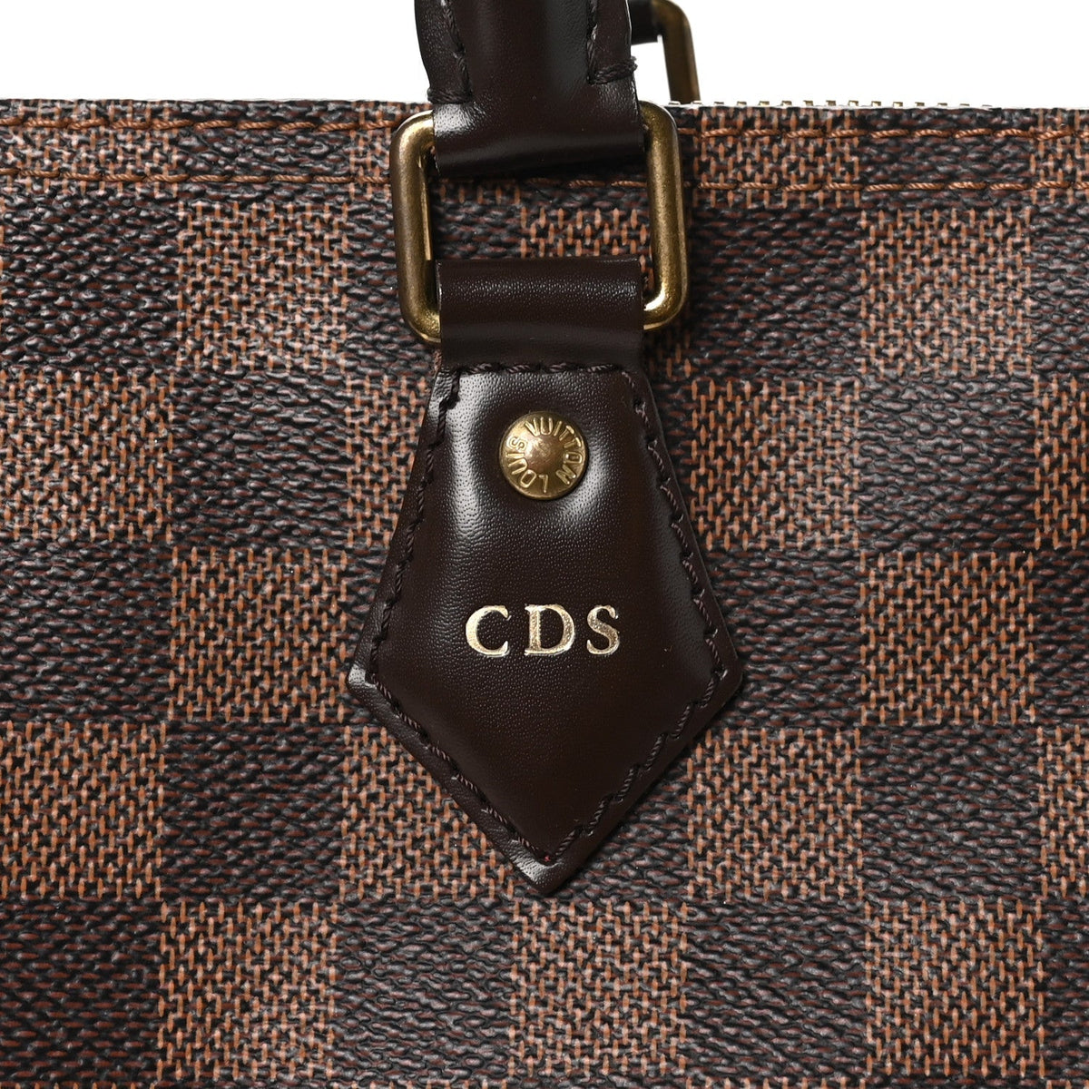 Louis Vuitton Damier Canvas Leather 35 Speedy Bandouliere Bag Brown