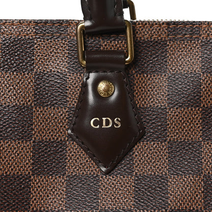 Louis Vuitton Damier Canvas Leather 35 Speedy Bandouliere Bag Brown