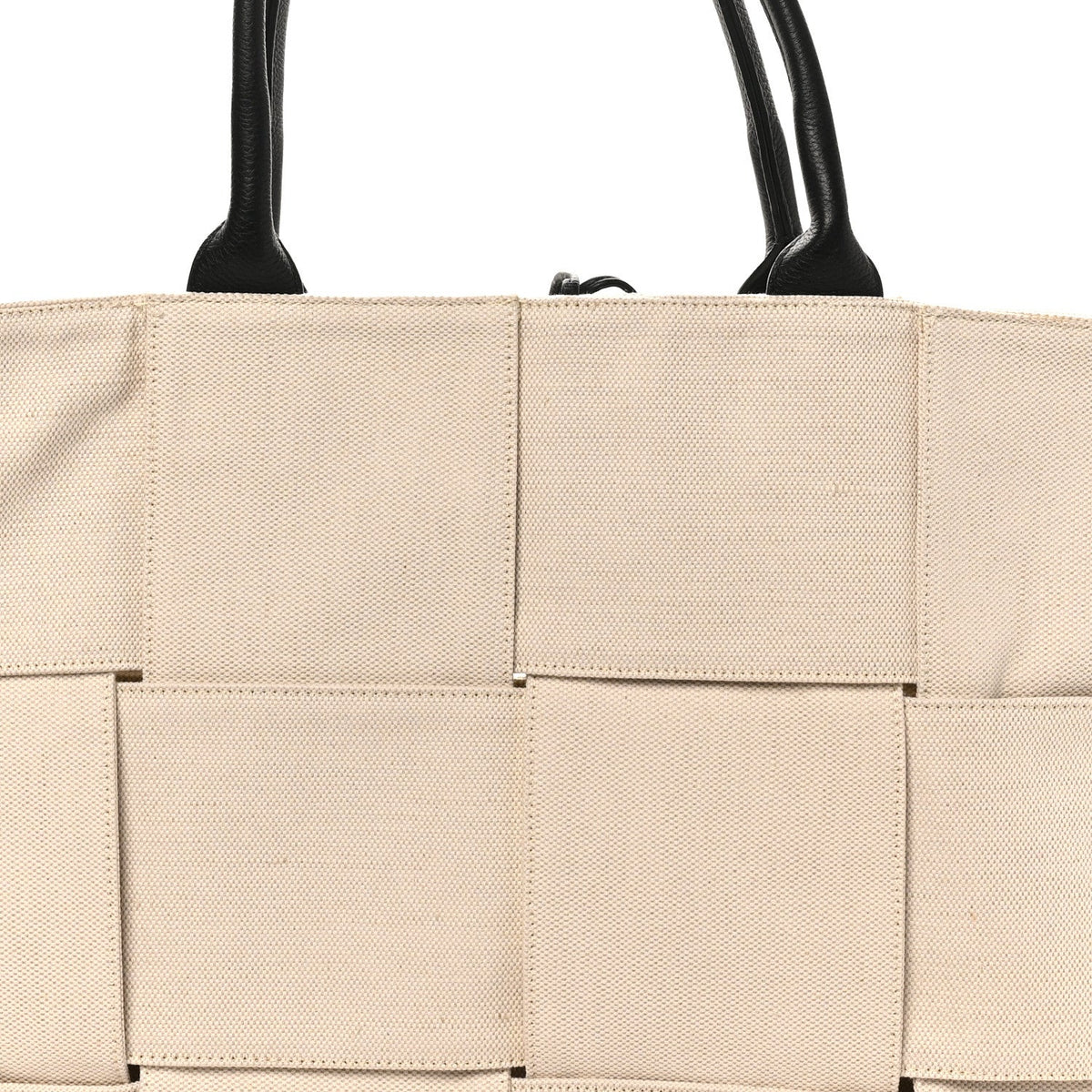 Bottega Veneta Canvas Maxi Intrecciato Large Arco Tote Beige Black