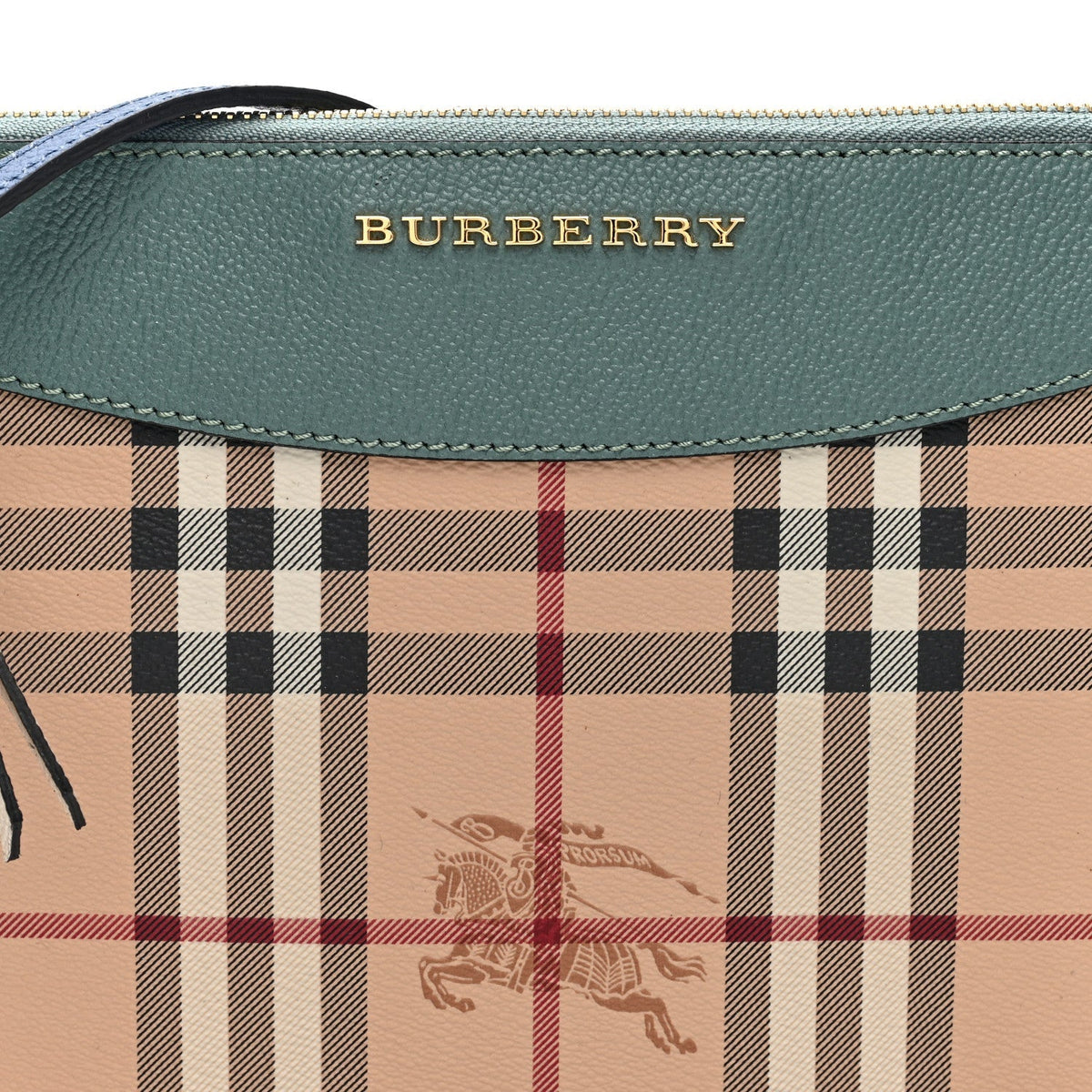 Burberry Haymarket Check Derby Peyton Crossbody Clutch Bag Eucalyptus Green