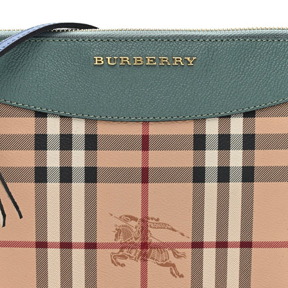 Burberry Haymarket Check Derby Peyton Crossbody Clutch Bag Eucalyptus Green