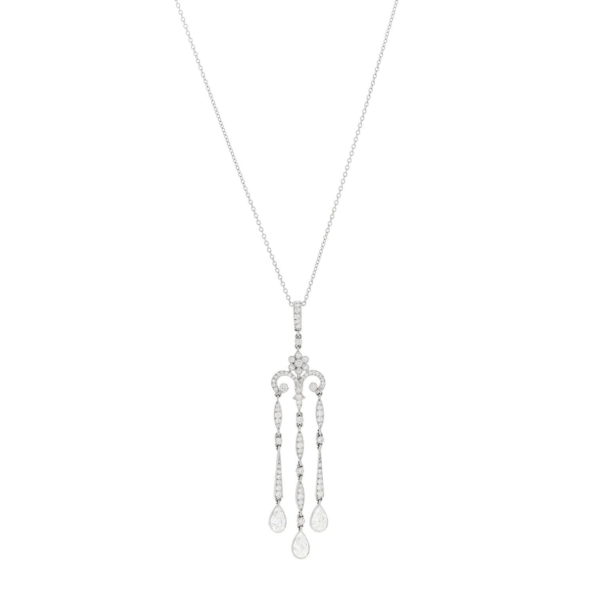Tiffany Platinum Diamond Legacy Pear Drop Pendant Necklace