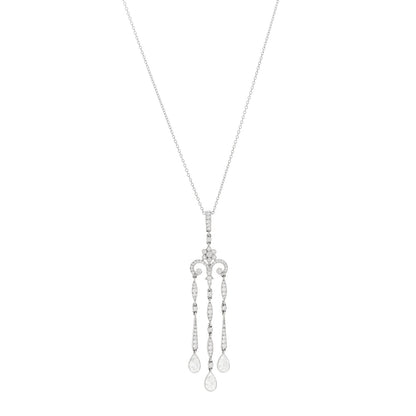 Tiffany Platinum Diamond Legacy Pear Drop Pendant Necklace