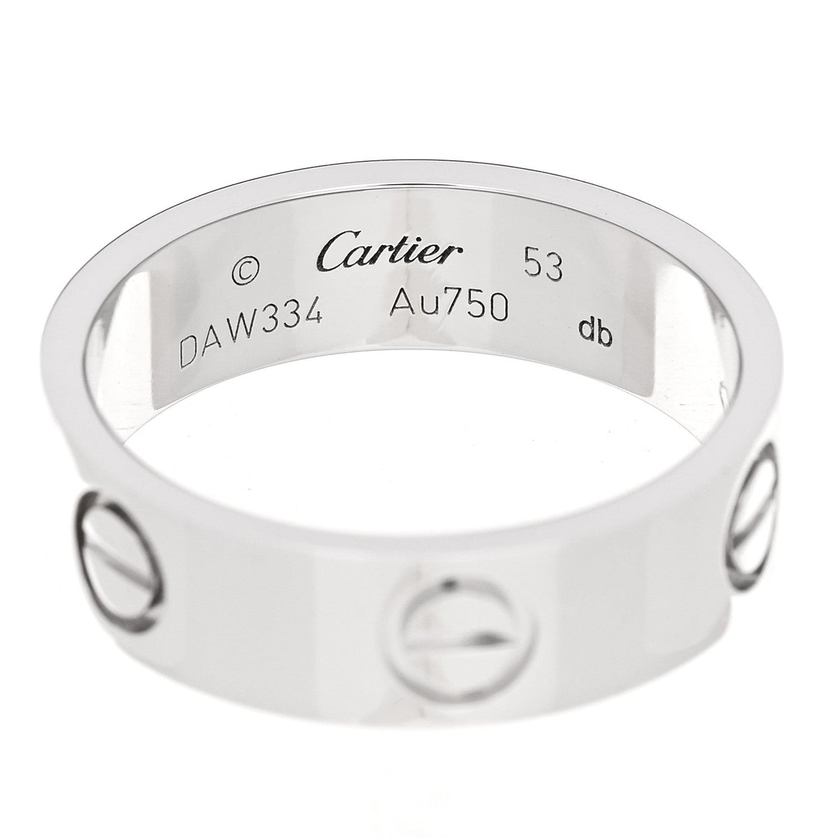 Cartier 18K White Gold 5.5mm LOVE Ring 53 6.5