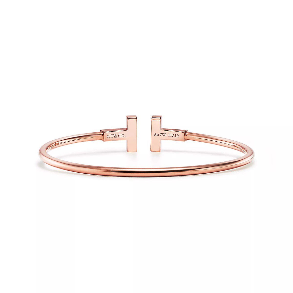 18K Rose Gold Onyx Tiffany T Bracelet