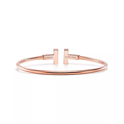 18K Rose Gold Onyx Tiffany T Bracelet