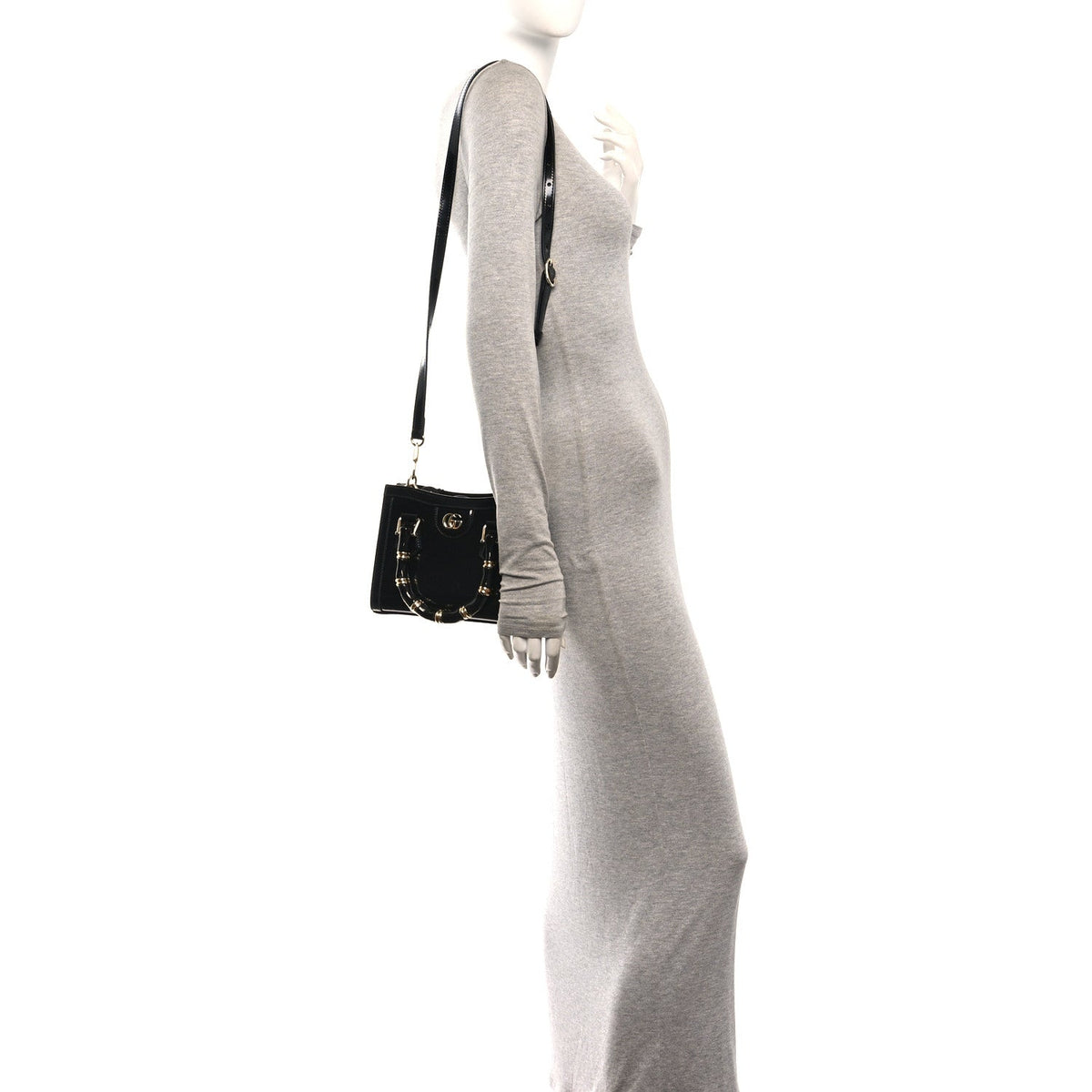 Gucci Polished Calfskin Small Diana Tote Bag Black
