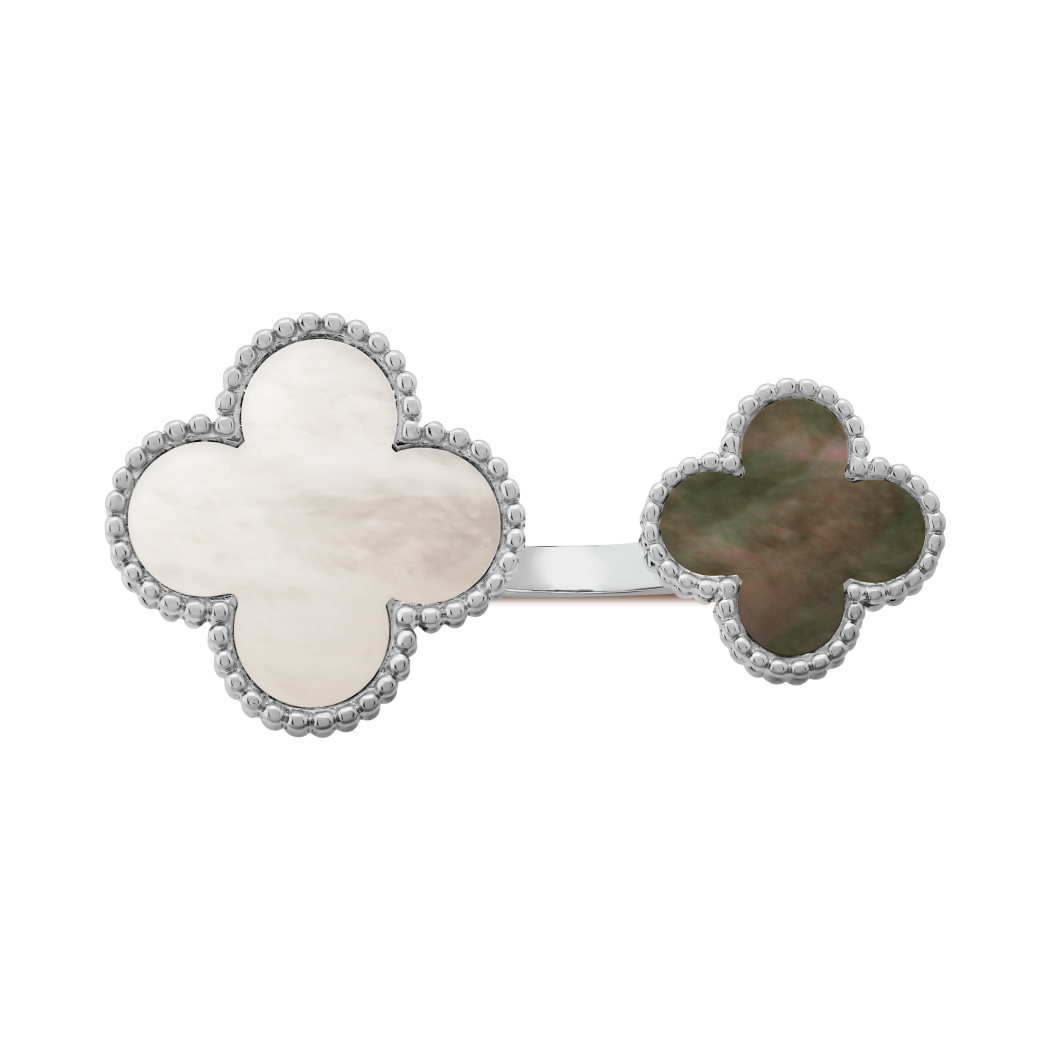 18K White Gold Mother-of-Pearl VCA Magic Alhambra Between the Finger Ring