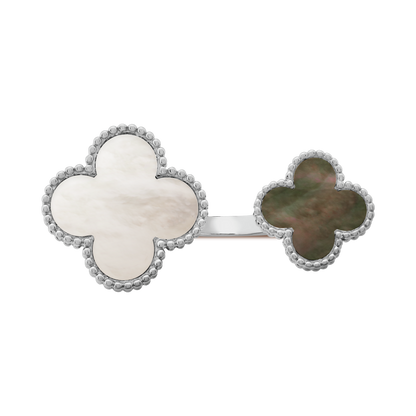 18K White Gold Mother-of-Pearl VCA Magic Alhambra Between the Finger Ring