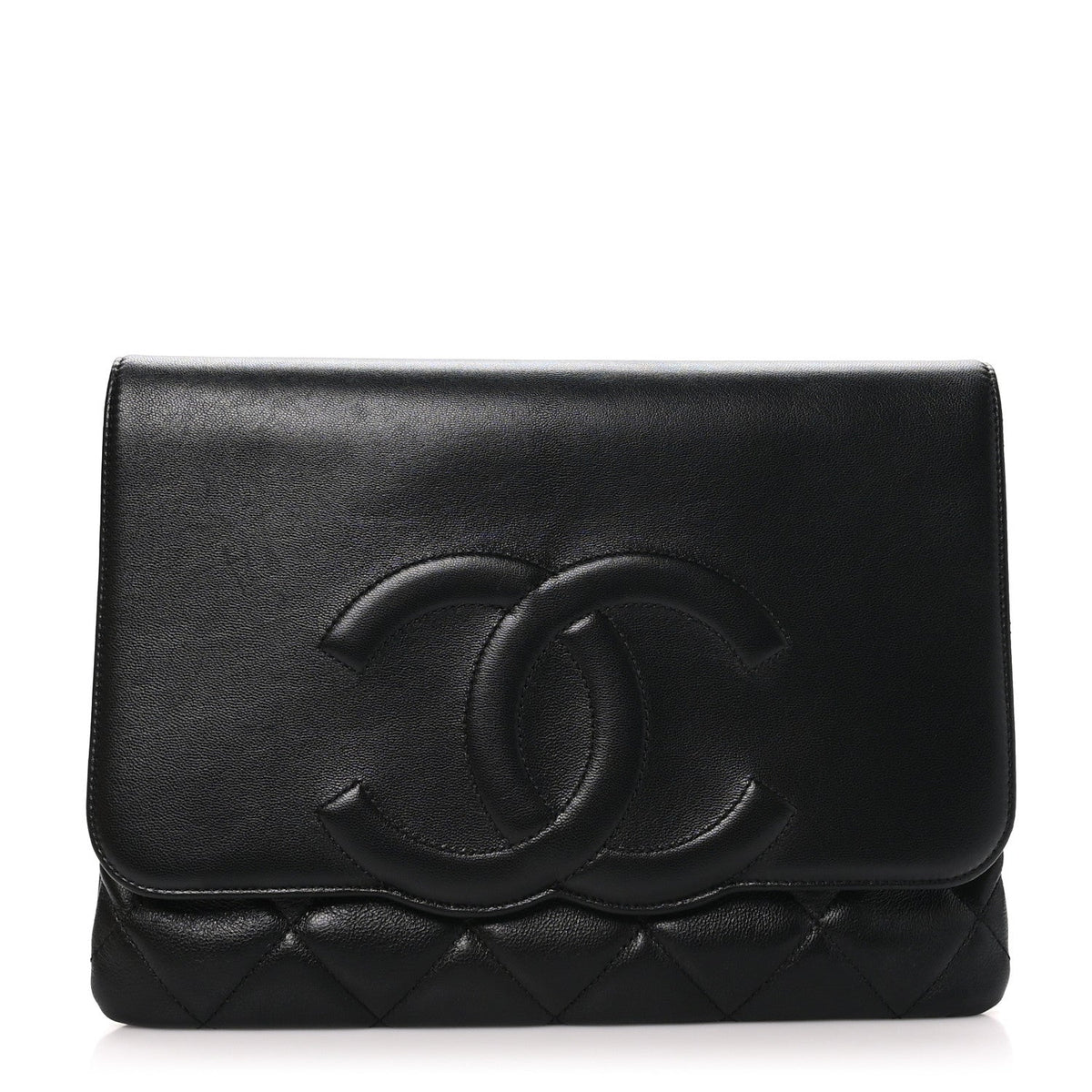 Chanel Goatskin Quilted Timeless CC Clutch Black