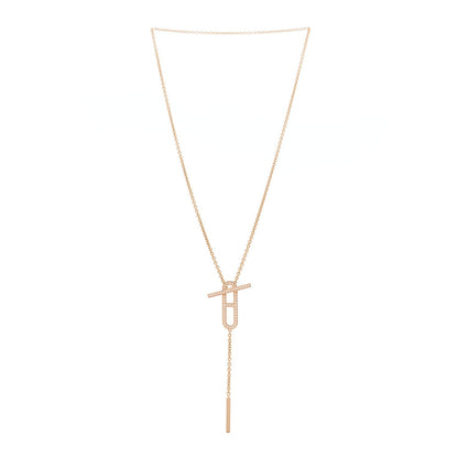 Hermes 18K Rose Gold Diamond PM Ever Chaine D'Ancre Necklace ST