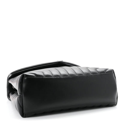 Saint Laurent Calfskin Y Quilted Monogram Medium Loulou Chain Satchel Black