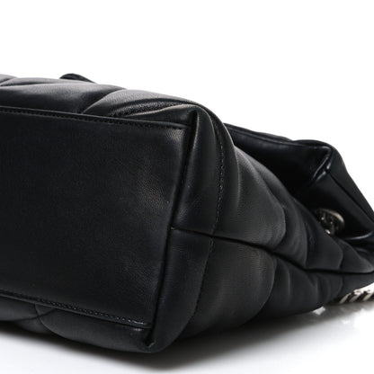 Saint Laurent Lambskin Quilted Small Loulou Puffer Satchel Black