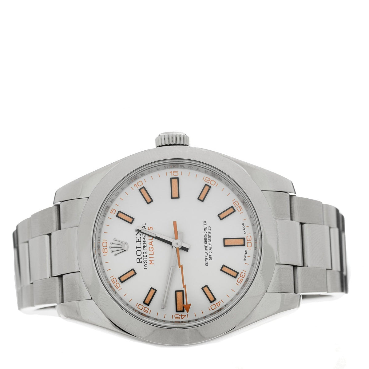 Rolex Stainless Steel 40mm Oyster Perpetual Milgauss Watch White 116400
