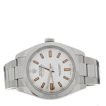 Rolex Stainless Steel 40mm Oyster Perpetual Milgauss Watch White 116400