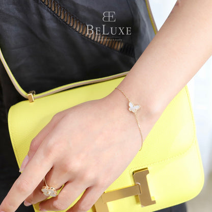 18K Yellow Gold MOP VCA Sweet Alhambra Butterfly Bracelet