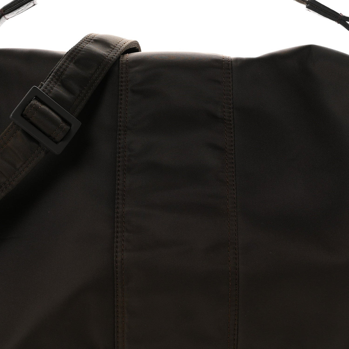 Fendi Econyl Nylon Cuoio Romano Large Baguette Messenger Bag Ebano