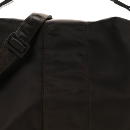 Fendi Econyl Nylon Cuoio Romano Large Baguette Messenger Bag Ebano