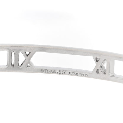 Tiffany 18K White Gold Diamond Atlas Open Bangle Bracelet
