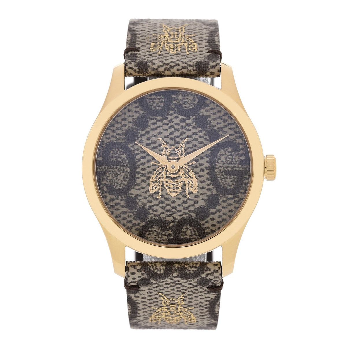 Gucci Stainless Steel Canvas 38mm G-Timeless GG Supreme Bee Watch Brown