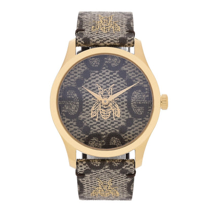 Gucci Stainless Steel Canvas 38mm G-Timeless GG Supreme Bee Watch Brown
