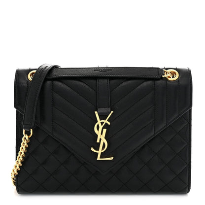 Saint Laurent Calfskin Medium Monogram Satchel Black 1983737