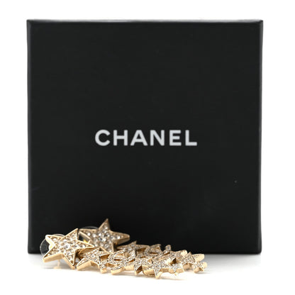 Chanel Crystal CC Star Long Drop Earrings Gold