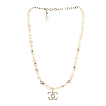 Chanel Pearl Crystal CC Star Choker Necklace Gold