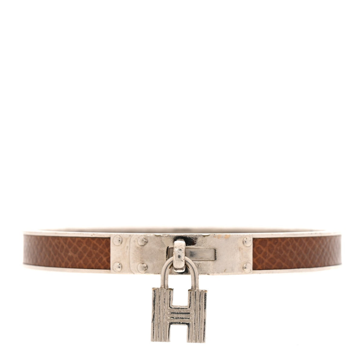 Hermès Lizard Kelly Lock Cadena Bracelet Brown